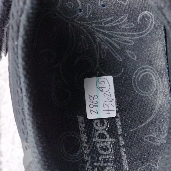 Skechers Shape-Ups Sleek Fit Black Leather Mesh Upper Mary-Jane Wedge Sneaker - Picture 15 of 16